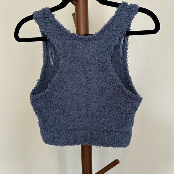 POL Fuzzy Racerback Bralette Crop Top Blue Size Medium - Picture 3 of 4